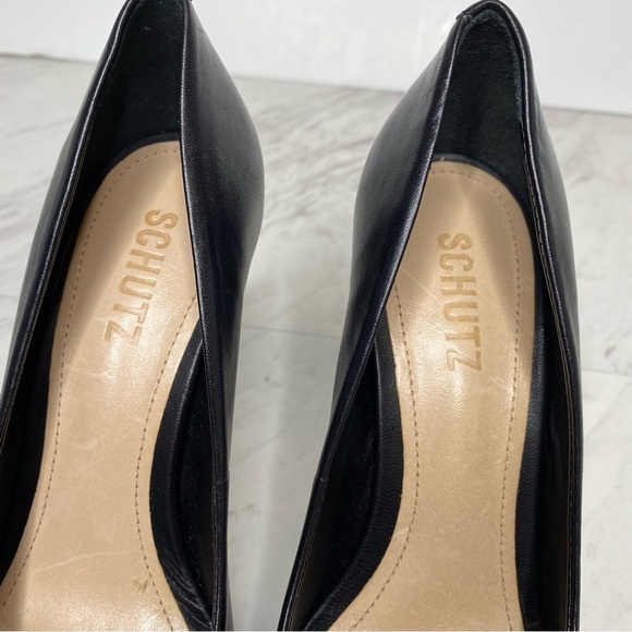 Schutz Meisho Pointy Toe Black Leather Stiletto Pump 6B - Picture 12 of 14